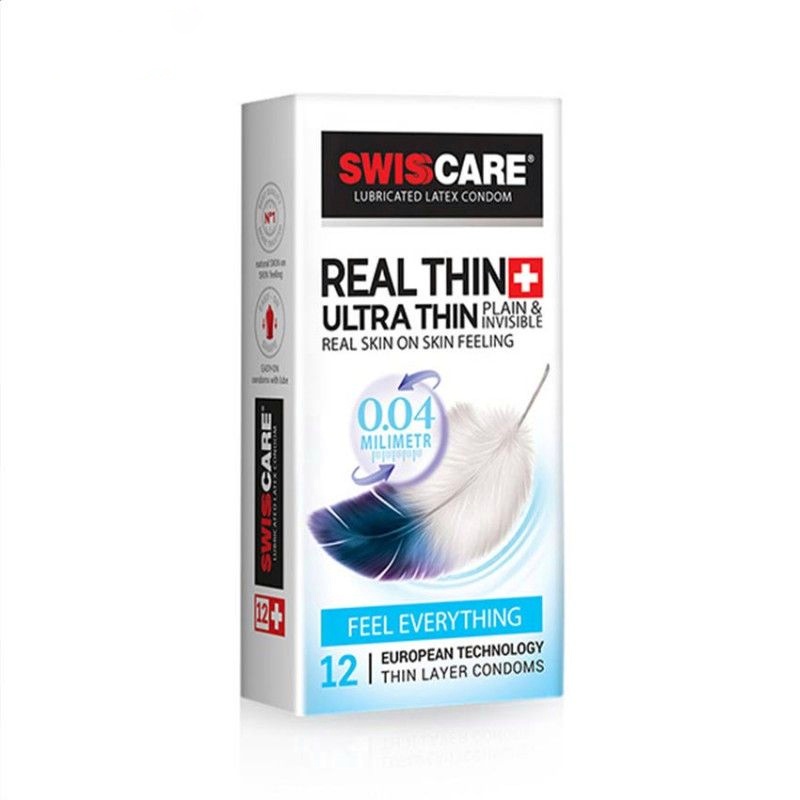 کاندوم مدل (Real Thin Ultra Thin) Swisscare بسته ۱۲ عددی