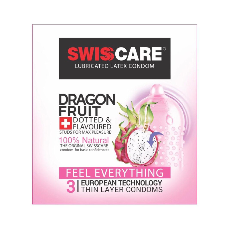 کاندوم مدل (Dragon Fruit) Swisscare بسته 3 عددی