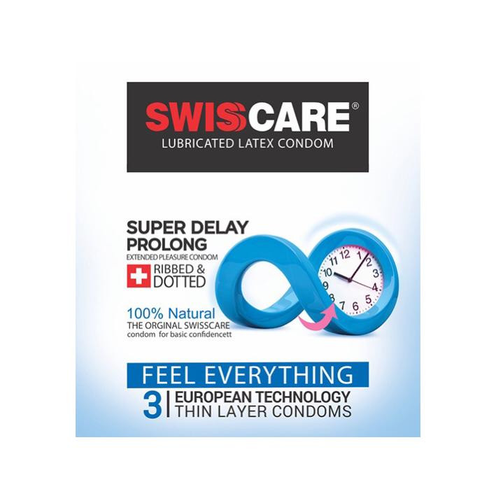 کاندوم مدل (Super Delay Prolong) Swisscare بسته 3 عددی