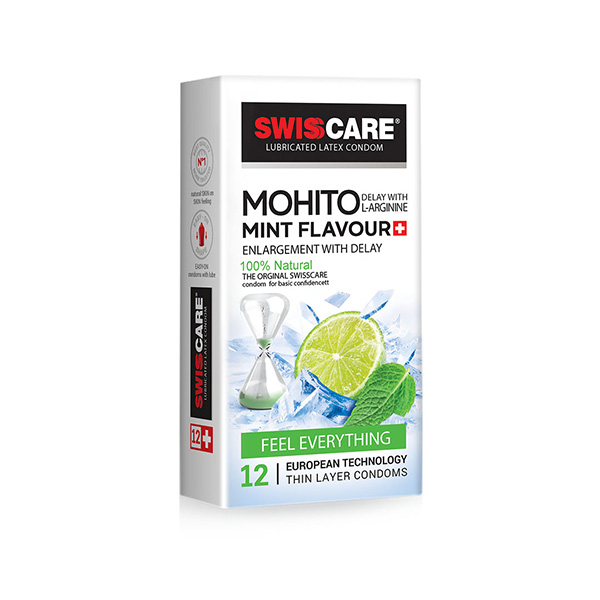 کاندوم مدل (Mohito Mint Flavour) Swisscare بسته ۱۲ عددی