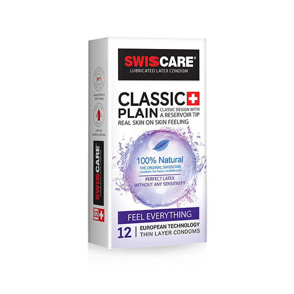 کاندوم مدل (Classic Plain) Swisscare بسته ۱۲ عددی
